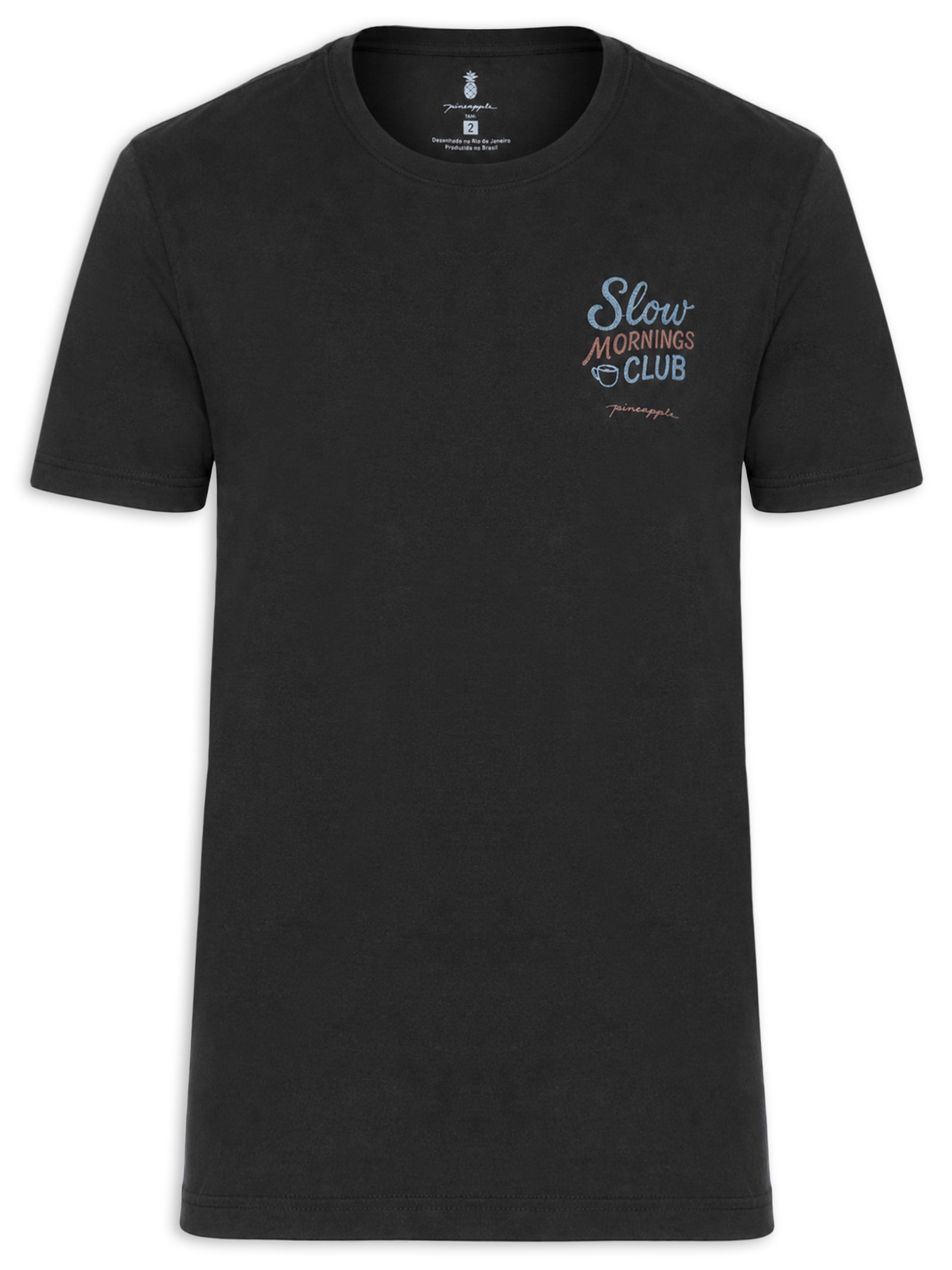 Camiseta Masculina Estampada Slow Morning Club Preto Pineapple