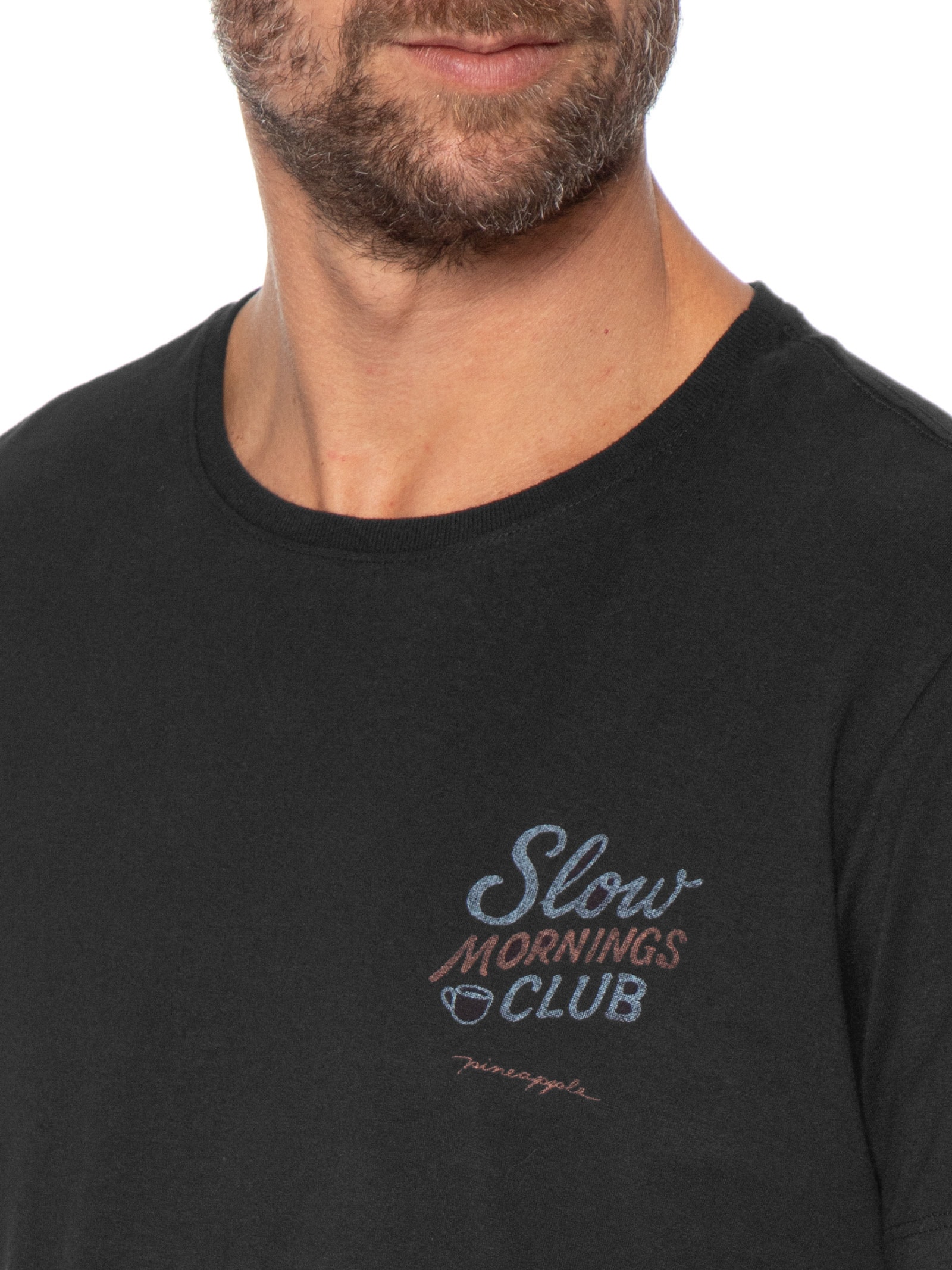 Camiseta Masculina Estampada Slow Morning Club Preto Pineapple