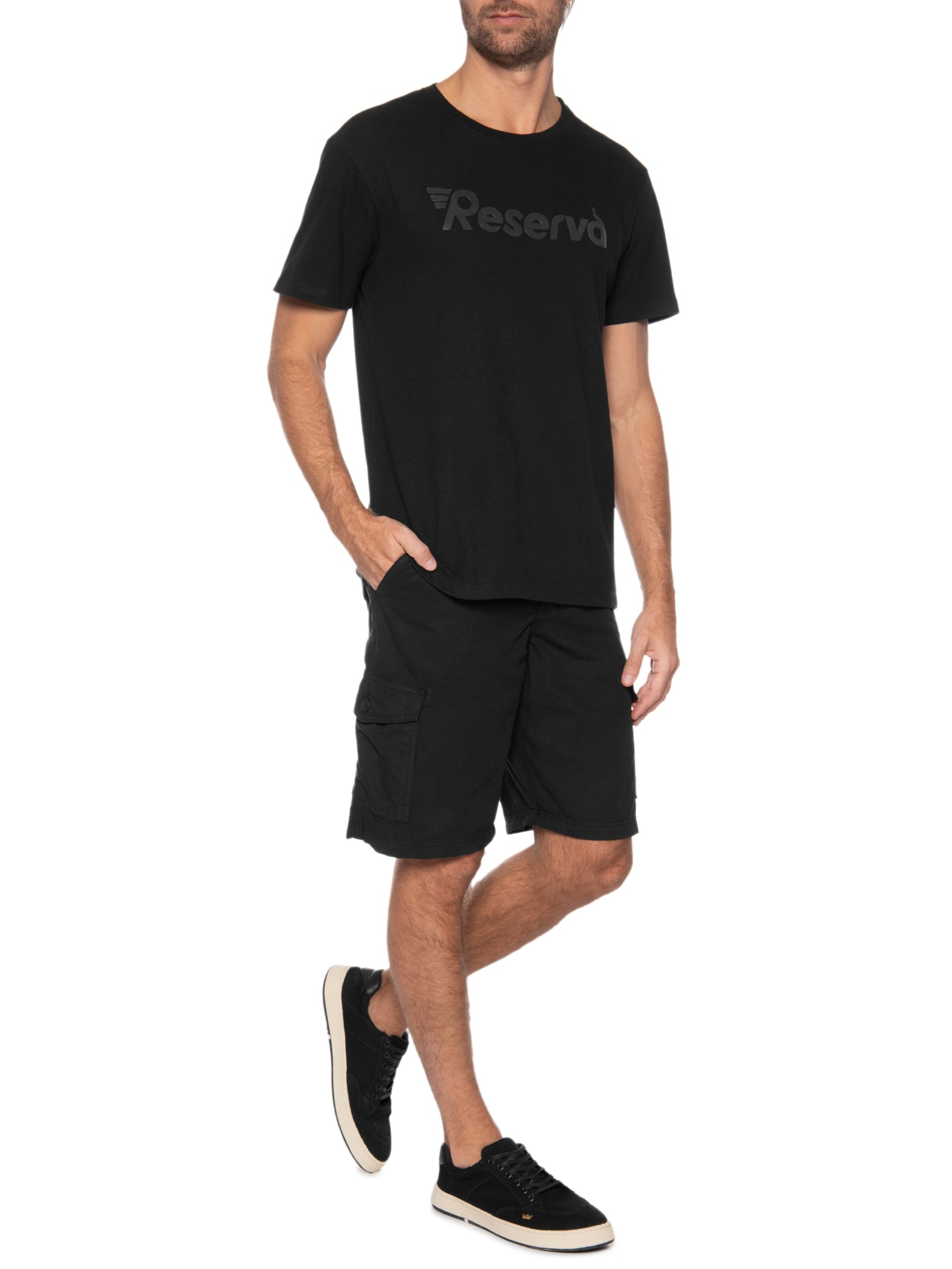 Camiseta Masculina Estampada Sport Relevo Preto Reserva