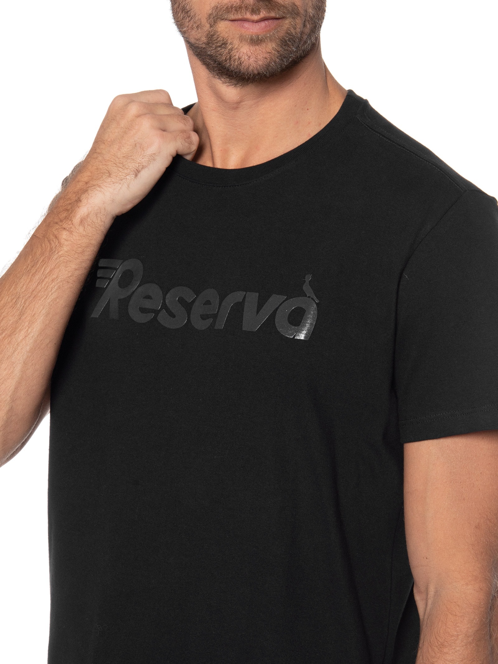 Camiseta Masculina Estampada Sport Relevo Preto Reserva