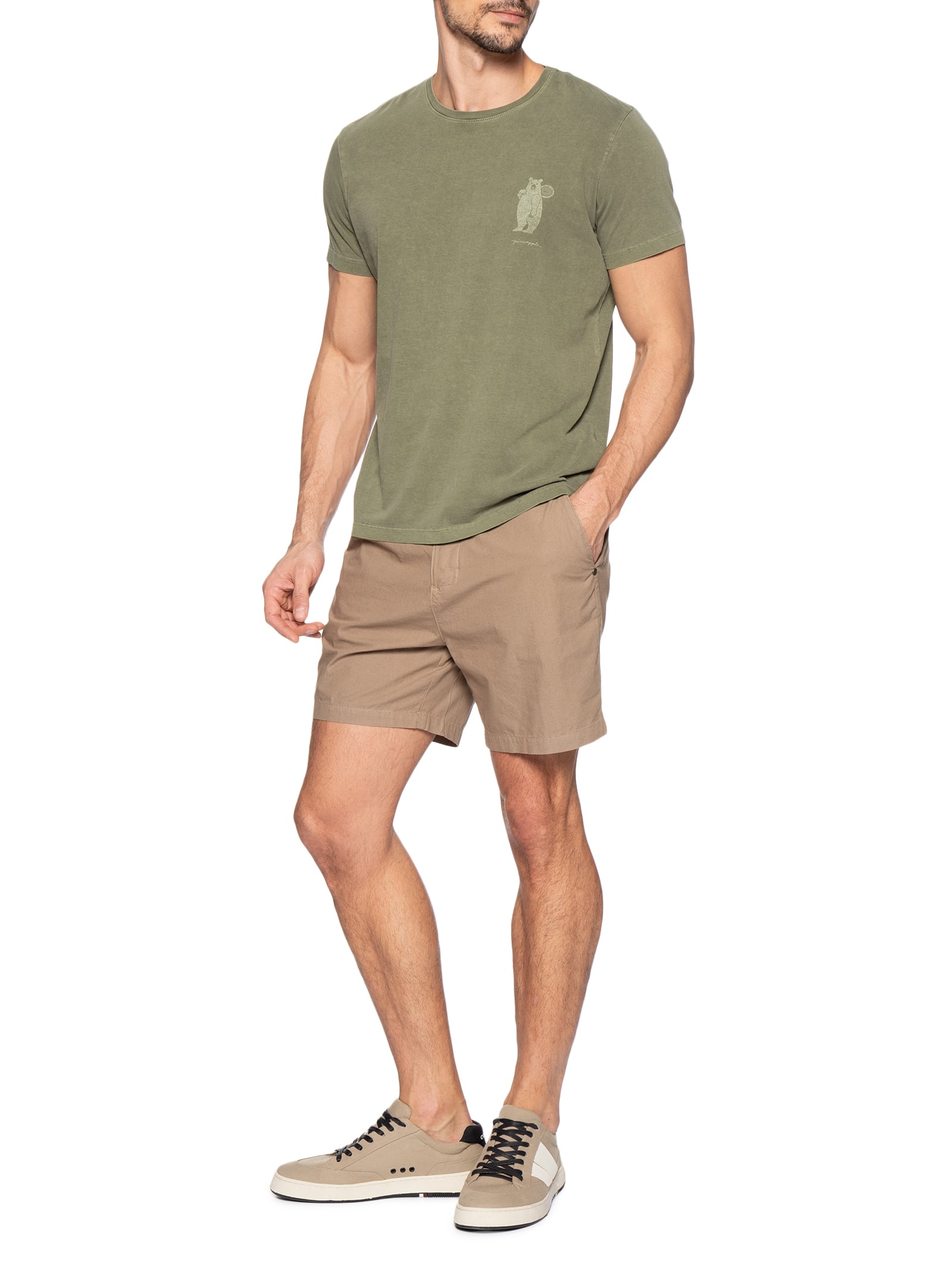 Camiseta Masculina Estampada Tenista Verde Pineapple