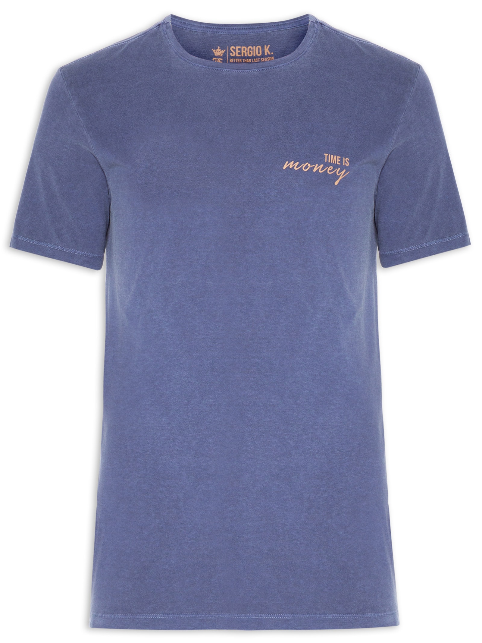 Camiseta Masculina Estampada Time Is Money Azul Sergio K