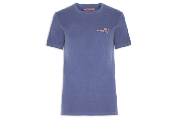 Camiseta Masculina Estampada Time Is Money - Azul
