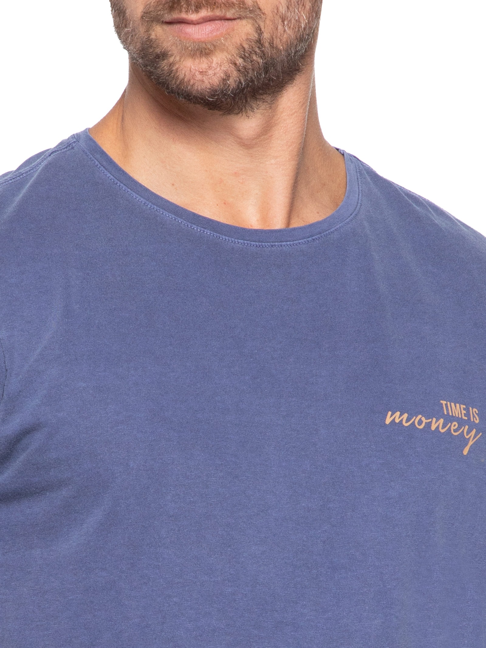Camiseta Masculina Estampada Time Is Money Azul Sergio K