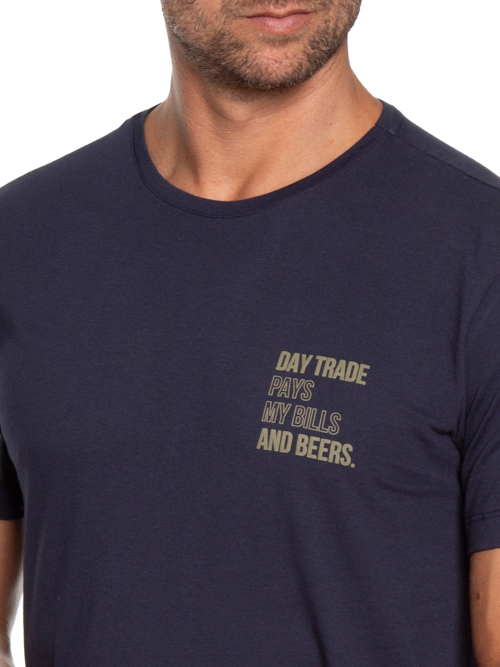 Camiseta Masculina Estampada Trade And Beers Azul Sergio K
