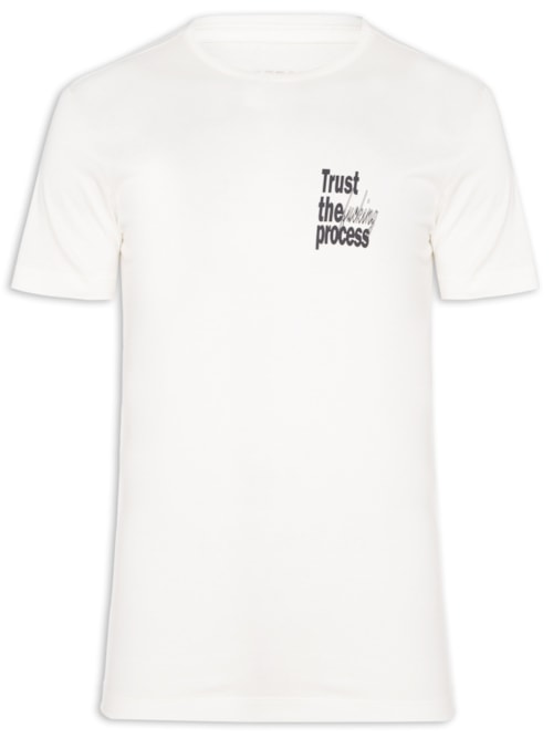 Camiseta Masculina Estampada Trust The Process – Branco