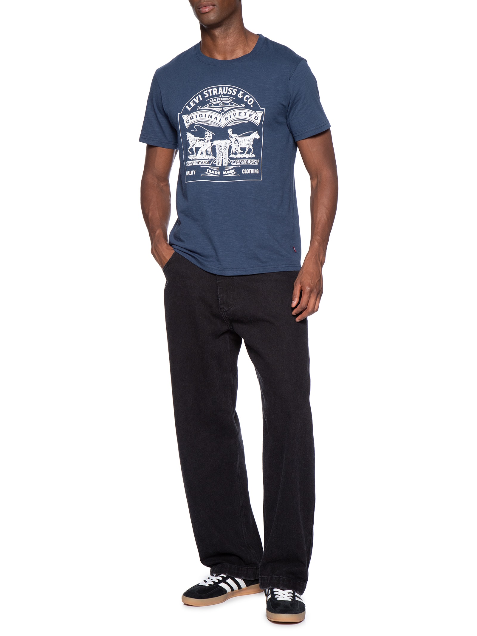 Camiseta Masculina Estampada Two Horse Azul Levi's