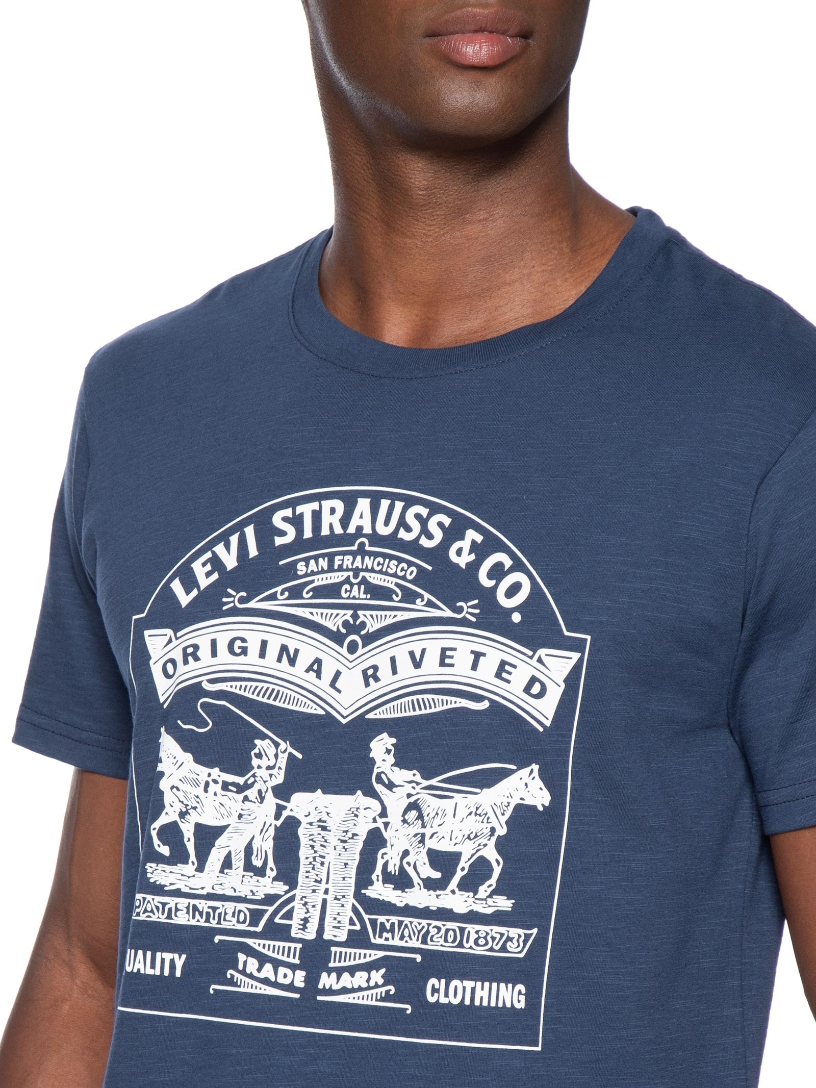 Camiseta Masculina Estampada Two Horse Azul Levi's