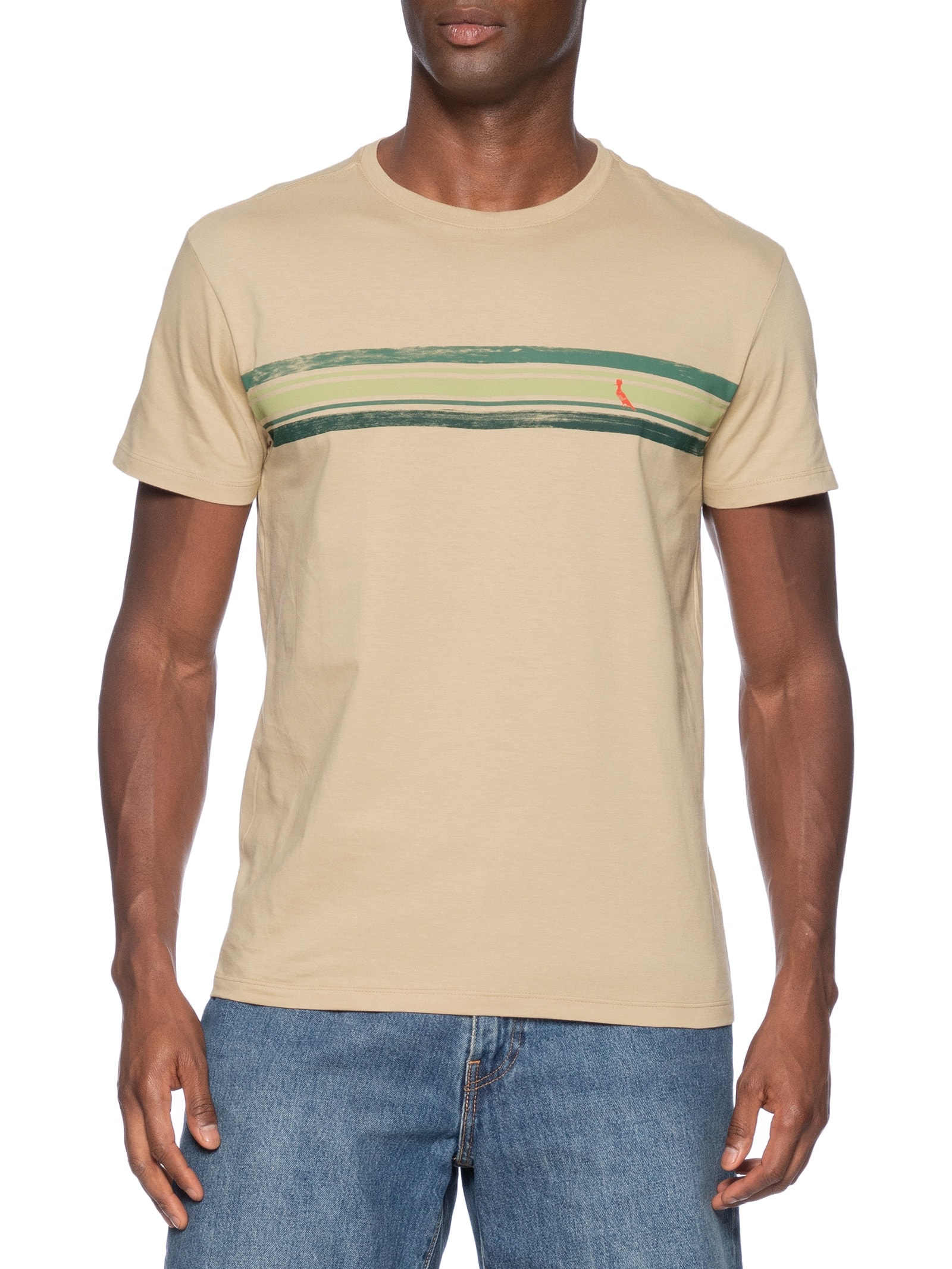 Camiseta Masculina Estampada WaterColor Stripes Bege Reserva