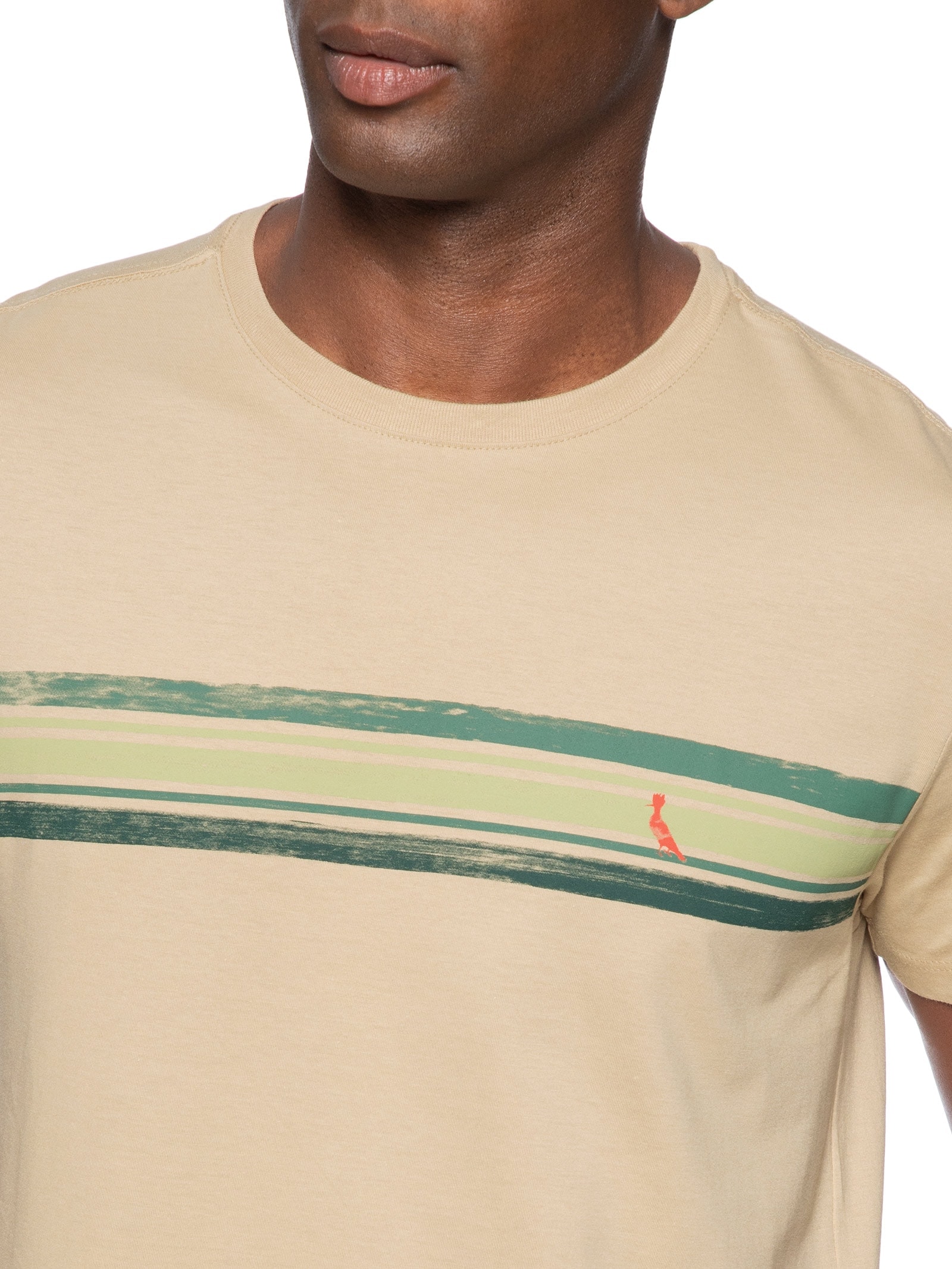 Camiseta Masculina Estampada WaterColor Stripes Bege Reserva