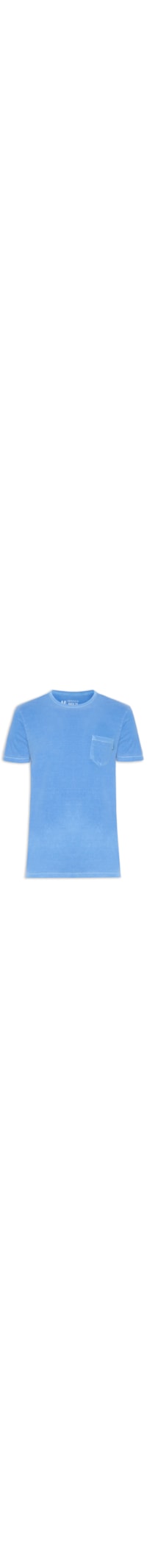 Camiseta Masculina Estonada Com Bolso Gola Careca - Azul