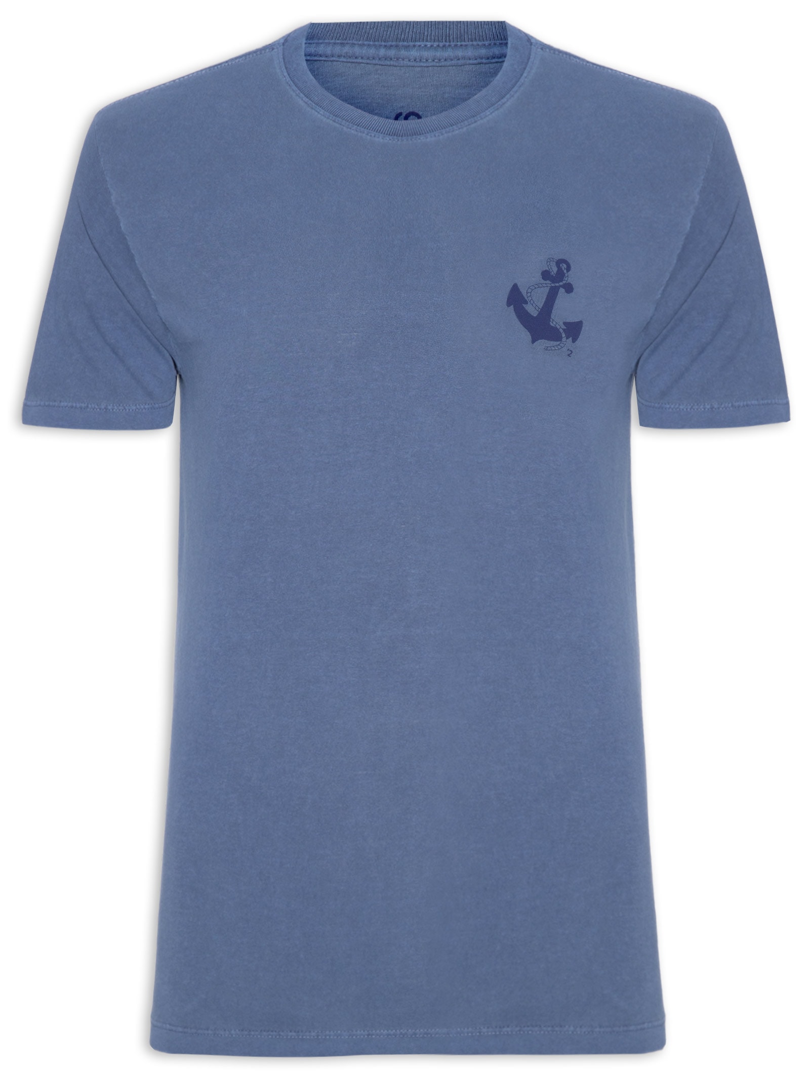 Camiseta Masculina Estonada Estampa De Ancora Azul '2 Essential