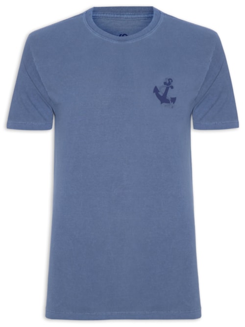 Camiseta Masculina Estonada Estampa De Ancora – Azul