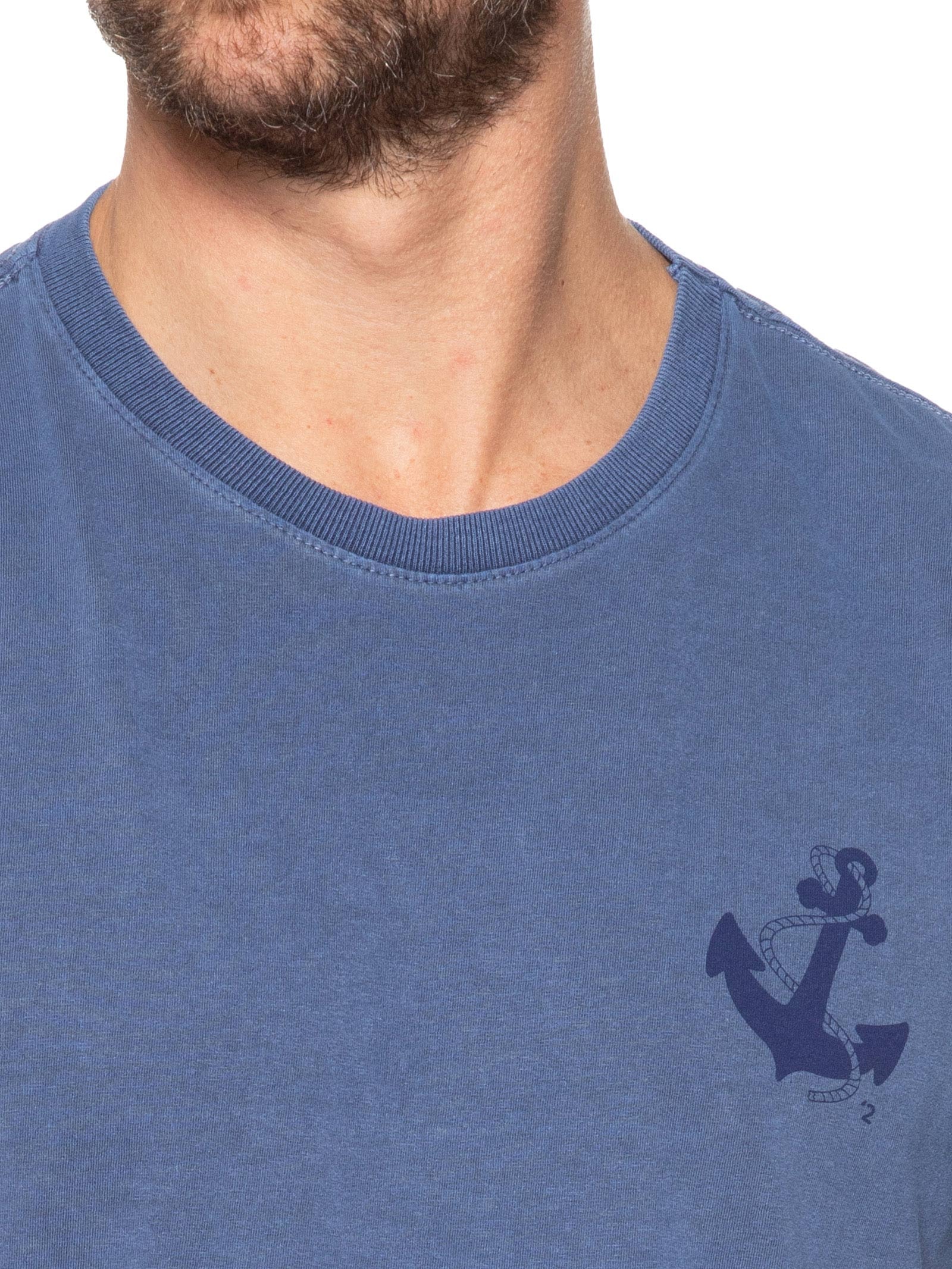 Camiseta Masculina Estonada Estampa De Ancora Azul '2 Essential