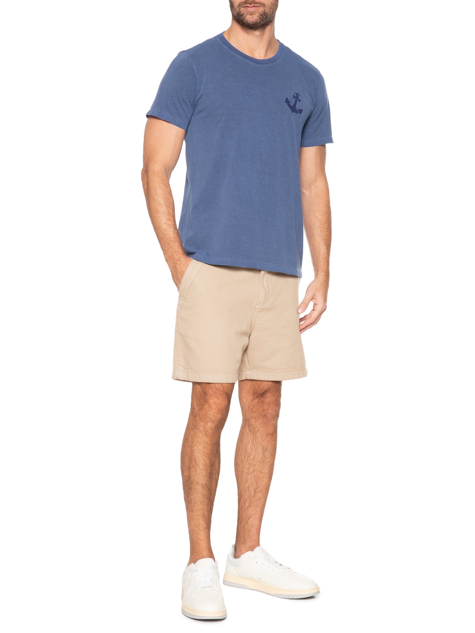 Camiseta Masculina Estonada Estampa De Ancora Azul '2 Essential