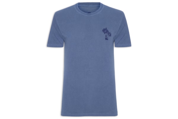 Camiseta Masculina Estonada Estampa De Coqueiros - Azul