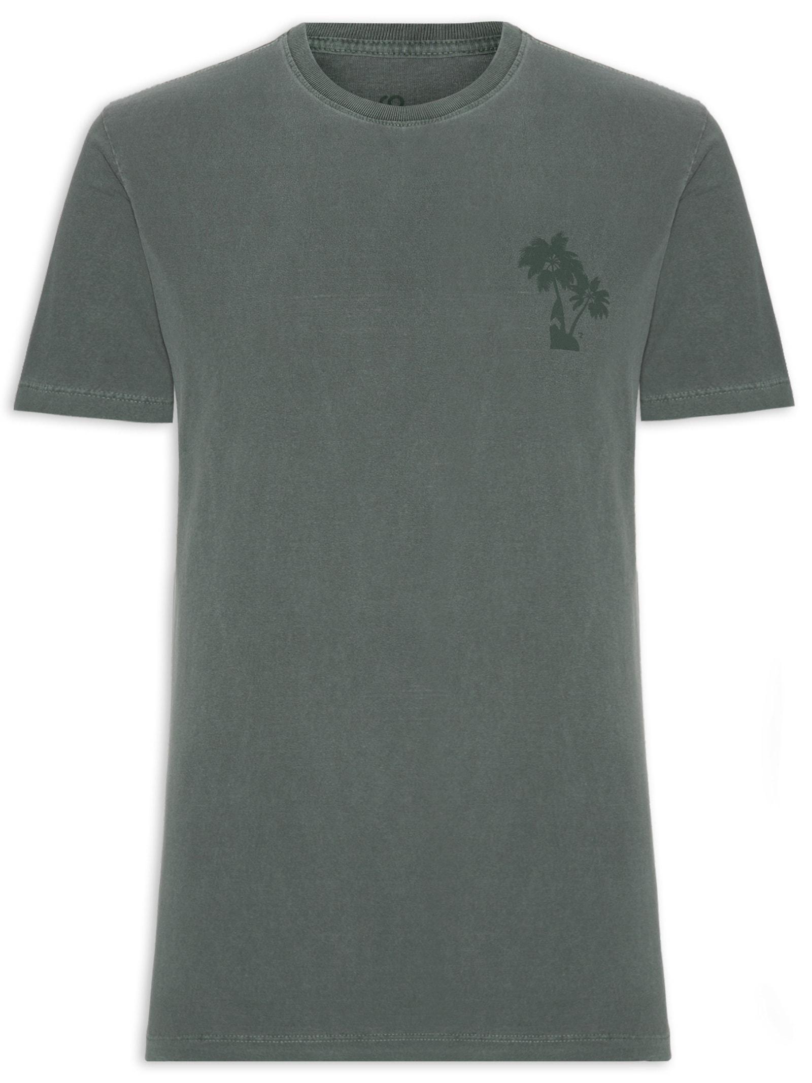 Camiseta Masculina Estonada Estampa De Coqueiros Verde '2 Essential