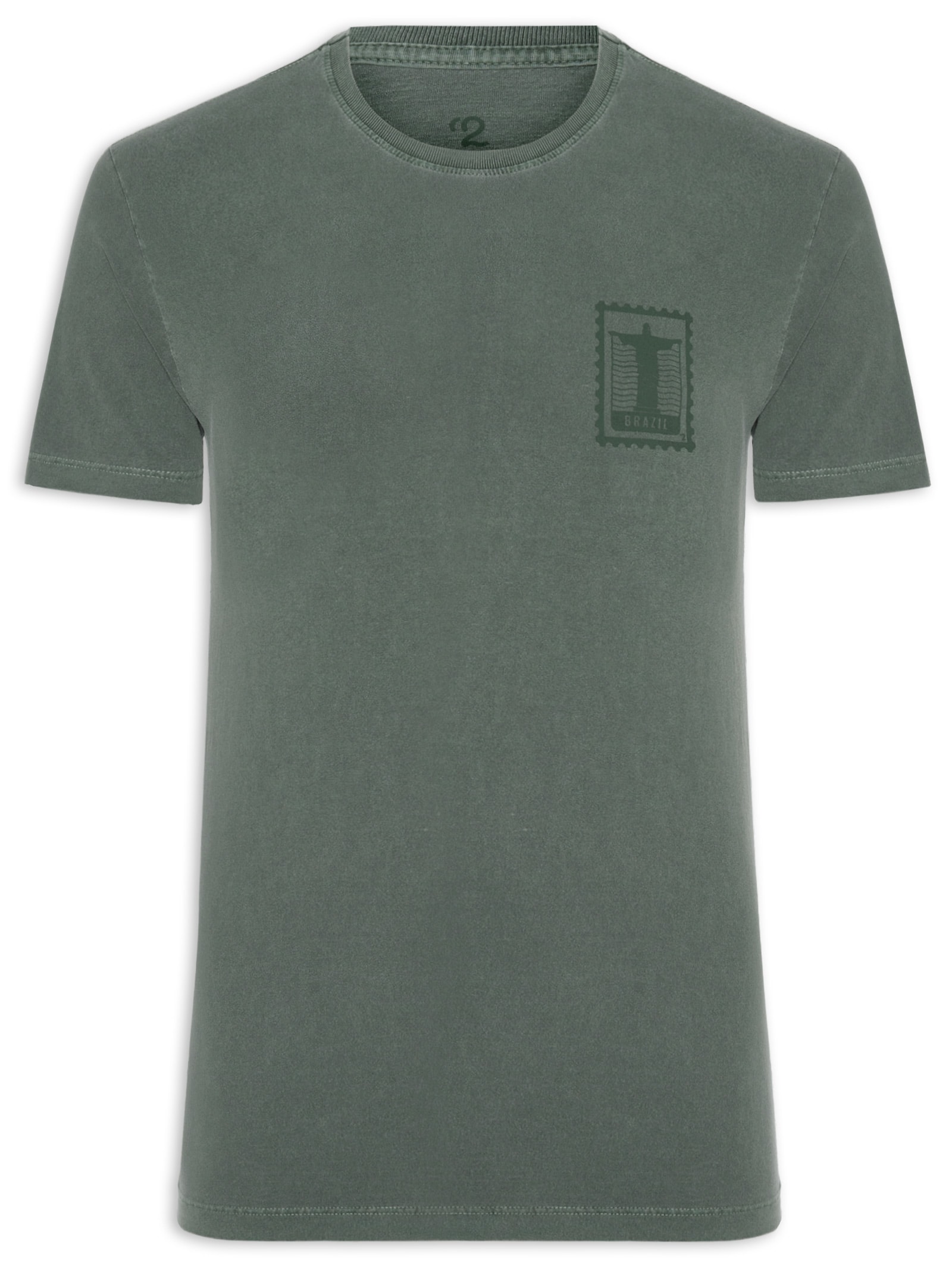 Camiseta Masculina Estonada Estampa Rio Brazil Verde '2 Essential