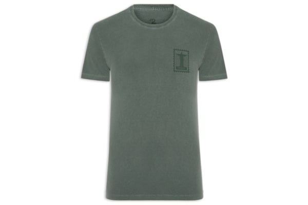 Camiseta Masculina Estonada Estampa Rio Brazil - Verde