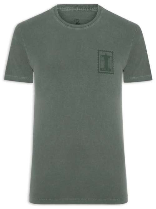 Camiseta Masculina Estonada Estampa Rio Brazil – Verde