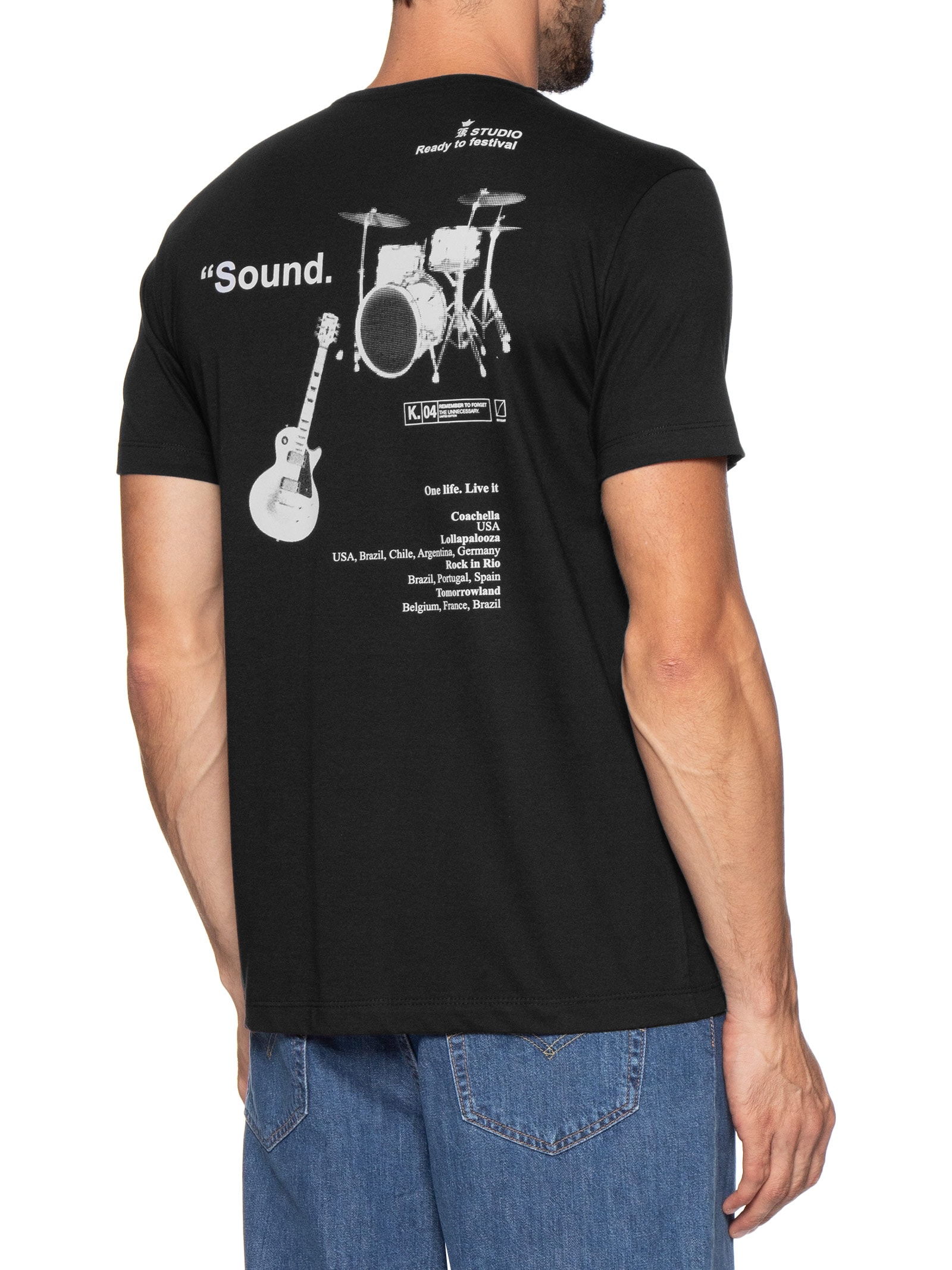 Camiseta Masculina Festival Studio Preto Sergio K