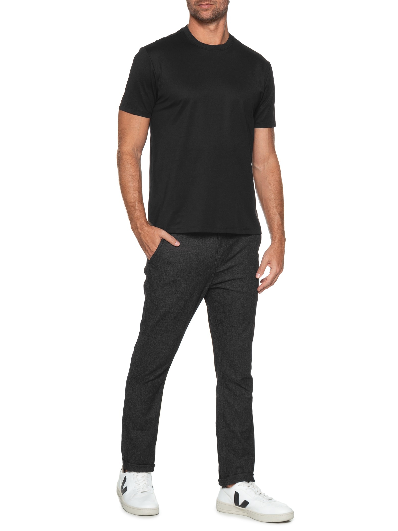 Camiseta Masculina Fio 70 Algodão Australiano Preto Aramis