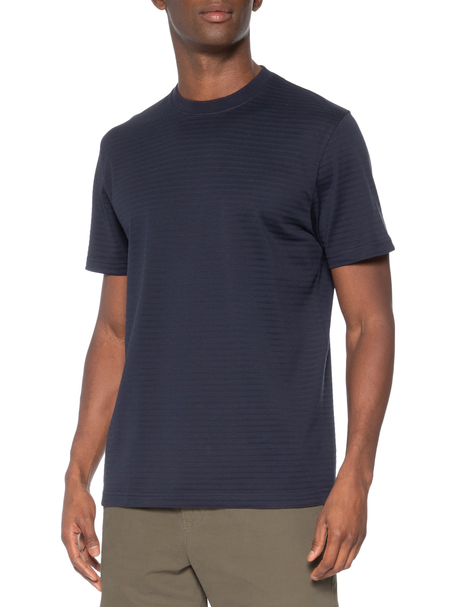 Camiseta Masculina Fio 80 Mercerizado Texturizada Azul Aramis