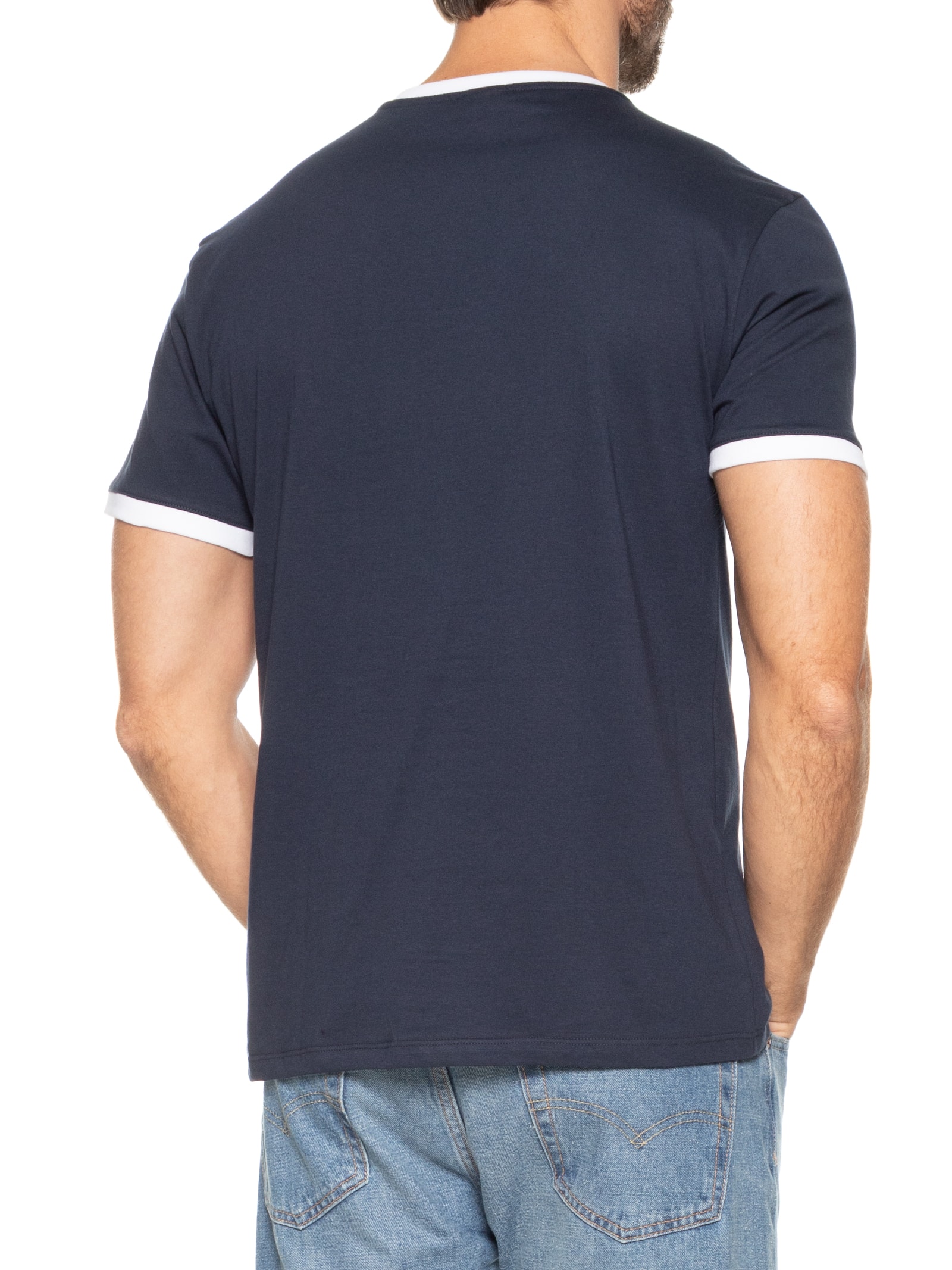 Tommy Jeans - Camiseta Masculina Flag Ringer Regular Fit - Azul