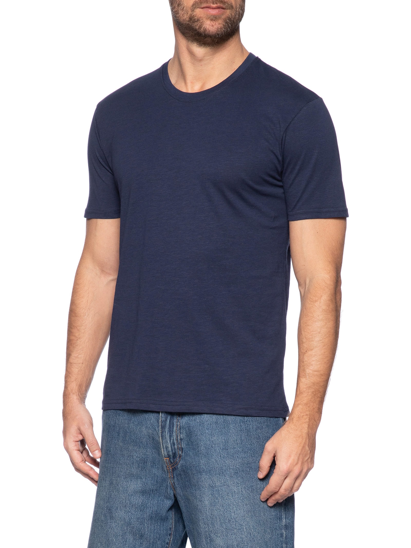 Camiseta Masculina Flamê Gola Redonda Azul Basiq Men