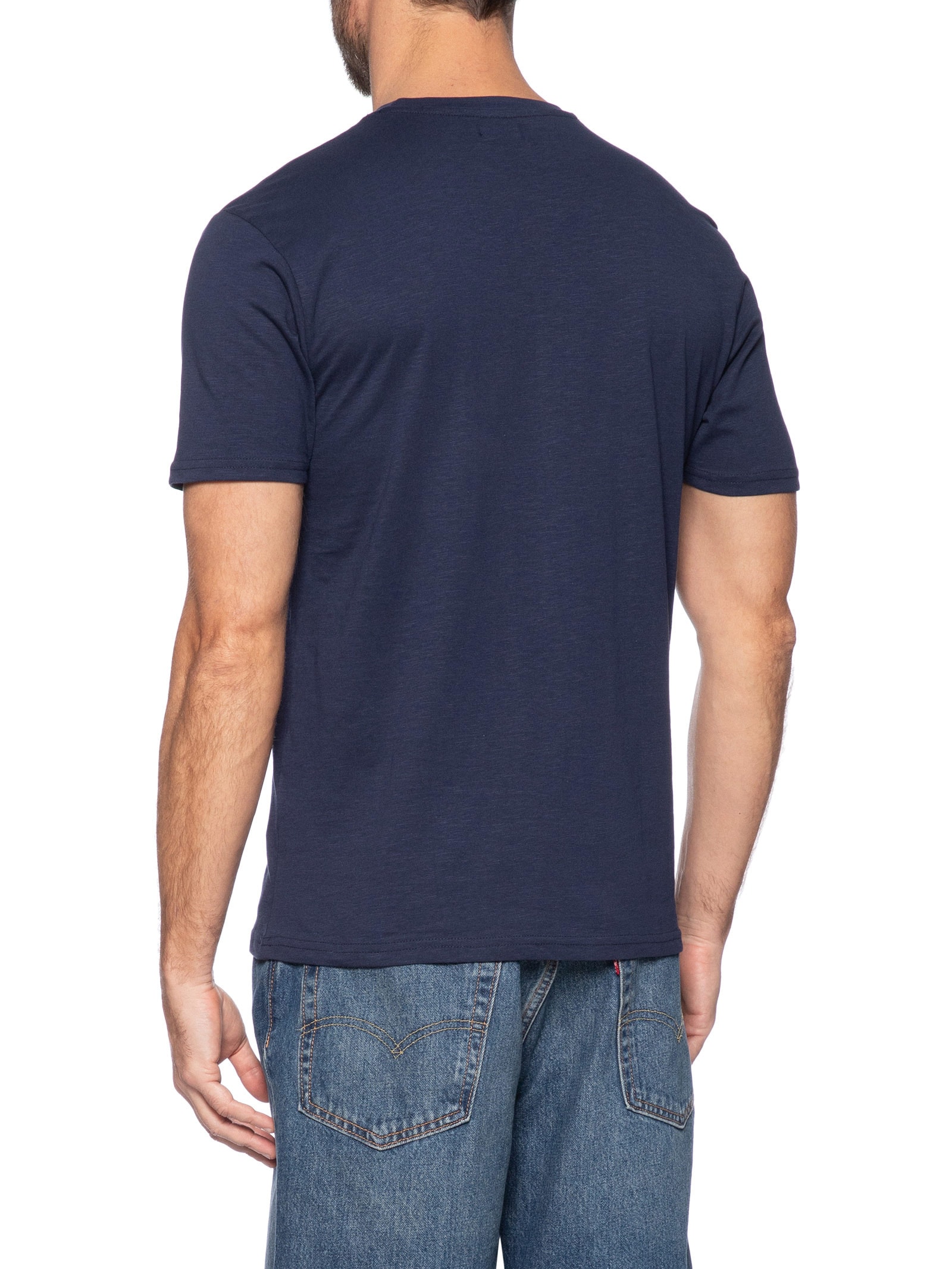 Camiseta Masculina Flamê Gola Redonda Azul Basiq Men