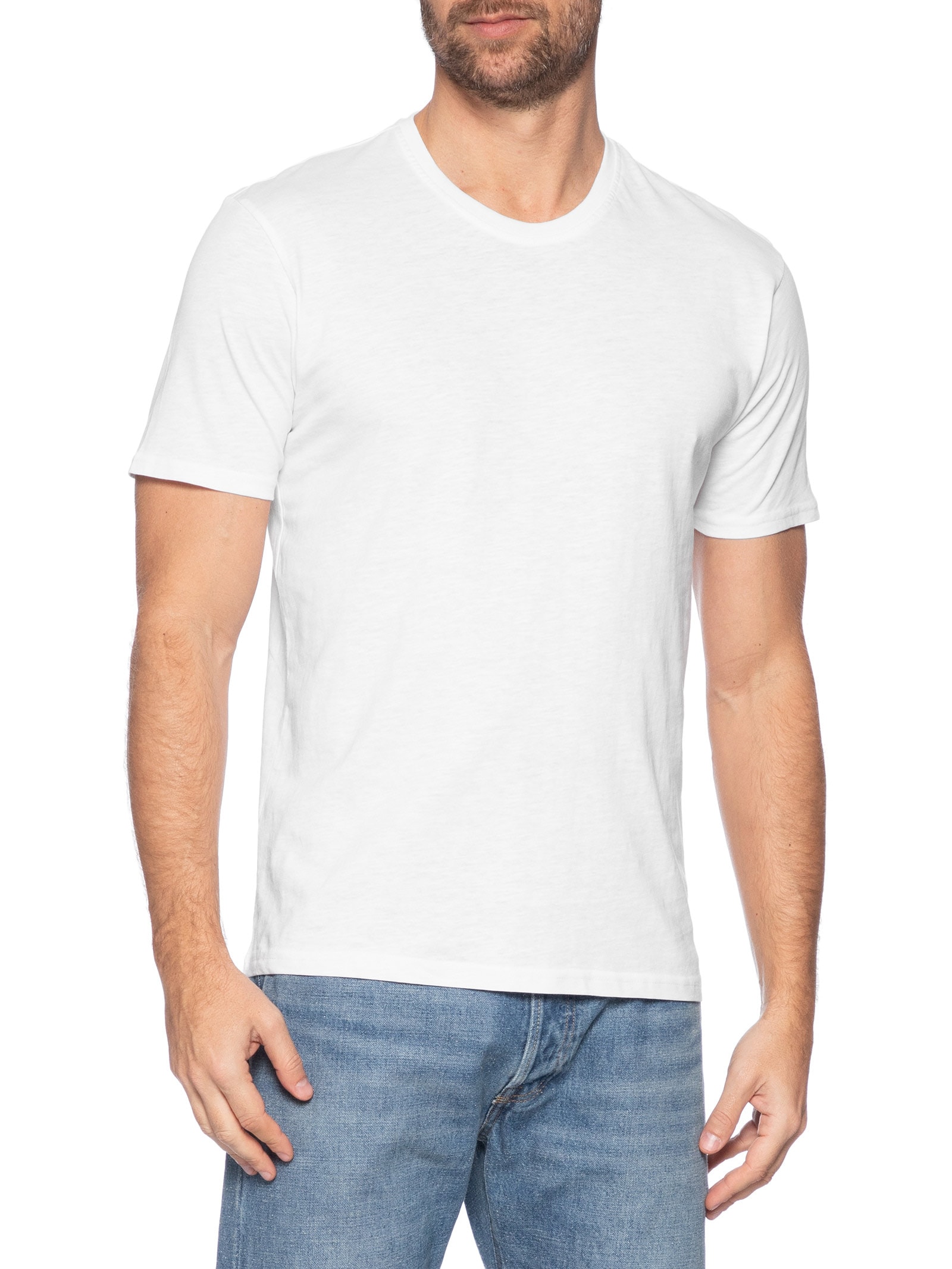 Camiseta Masculina Flamê Gola Redonda Branco Basiq Men