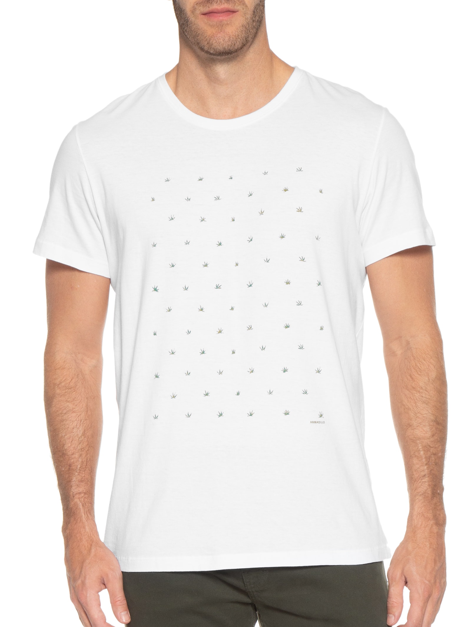 Camiseta Masculina Folhas Hemp Branco Armadillo