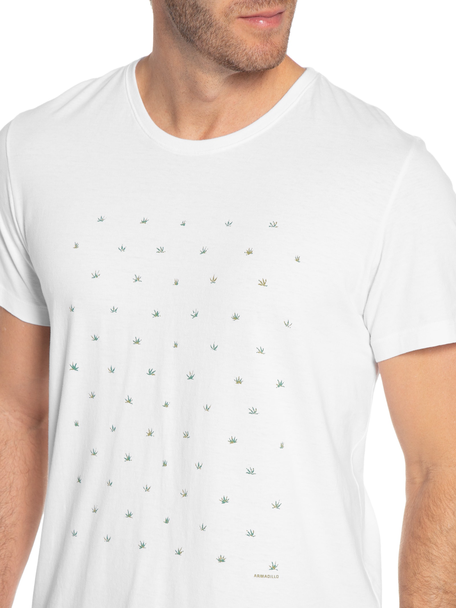 Camiseta Masculina Folhas Hemp Branco Armadillo