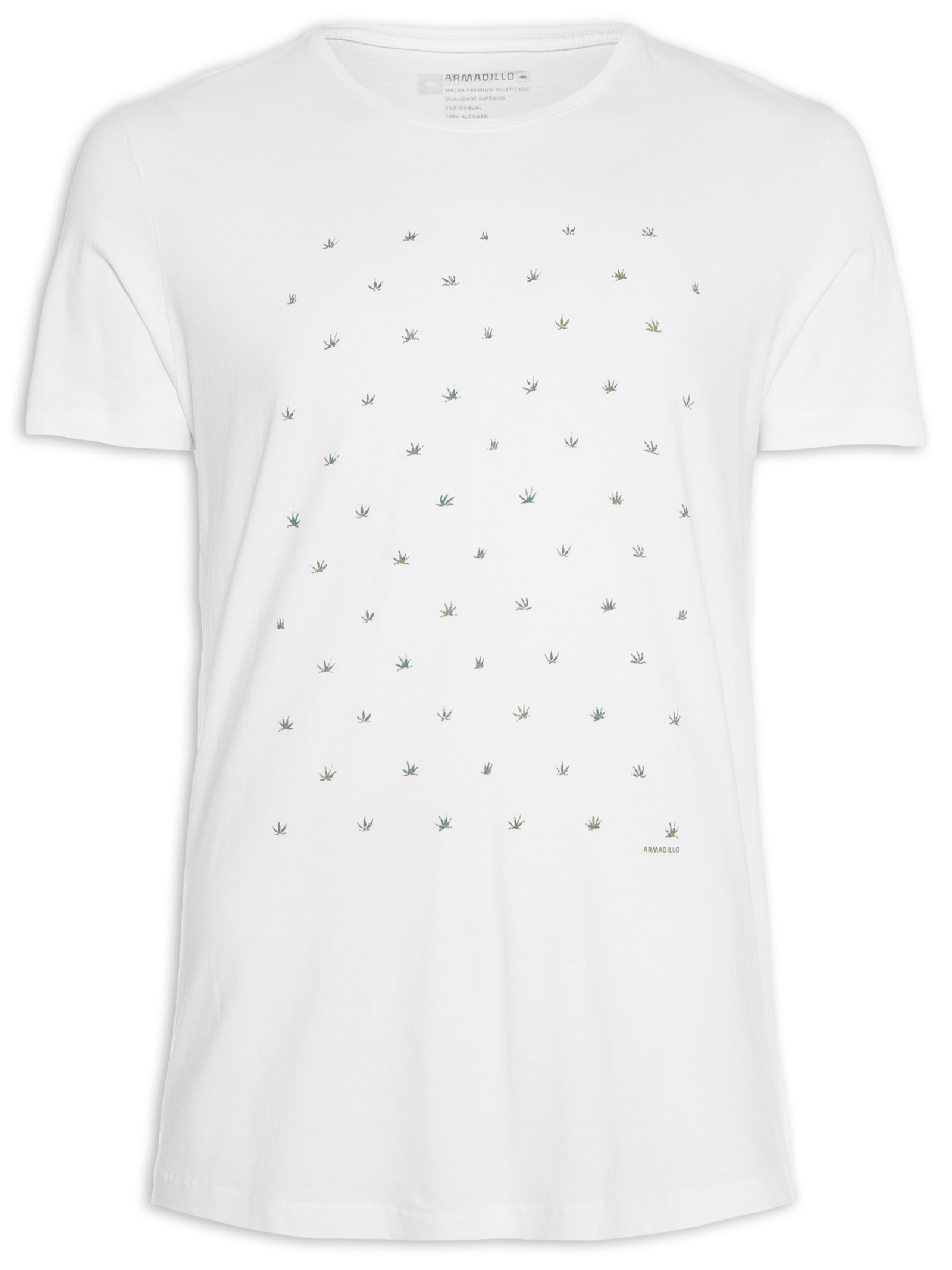 Camiseta Masculina Folhas Hemp Branco Armadillo
