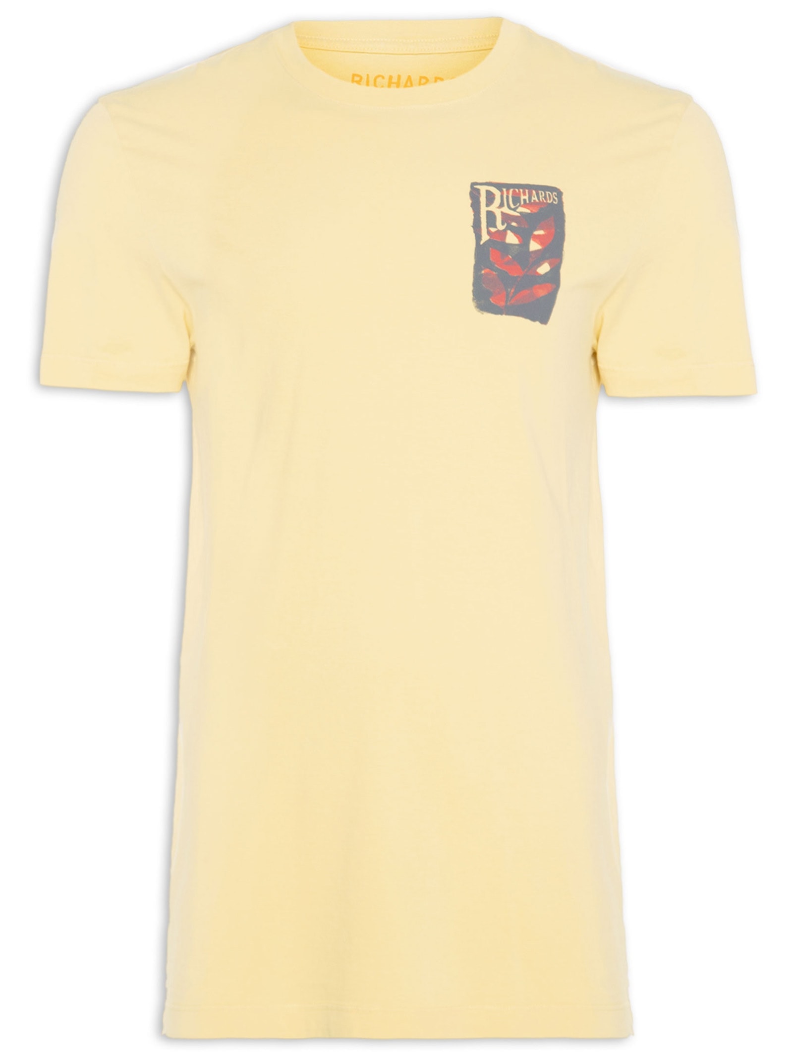 Camiseta Masculina Folhas Peito Amarelo Richards