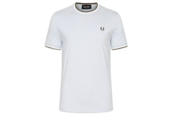 Camiseta Masculina Friso Duplo Regular Fit Em Algodão - Azul
