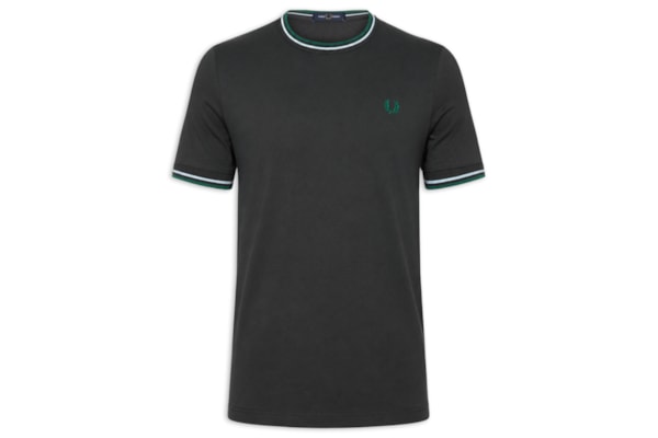 Camiseta Masculina Friso Duplo Regular Fit Em Algodão - CInza