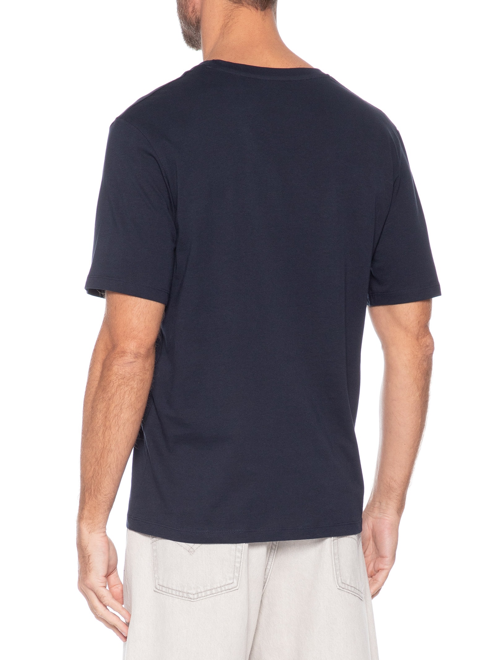 Camiseta Masculina Gola Careca Algodão Orgânica Azul Marinho Jack & Jones