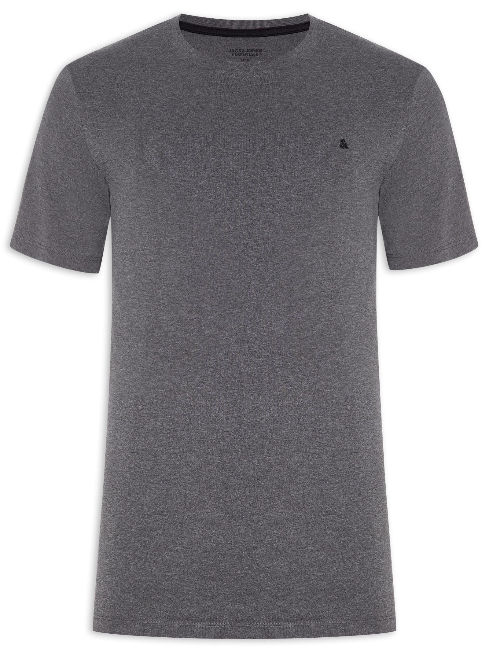 Camiseta Masculina Gola Careca Algodão Orgânica Cinza Jack & Jones