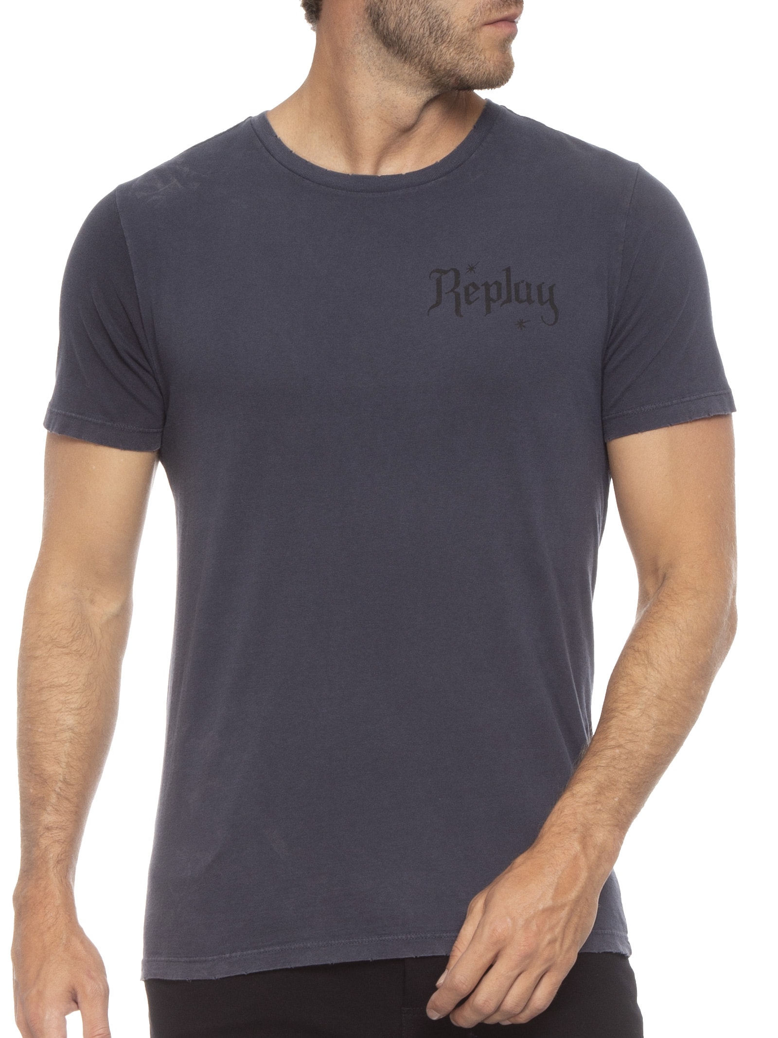 Camiseta Masculina Gola Careca Azul Replay