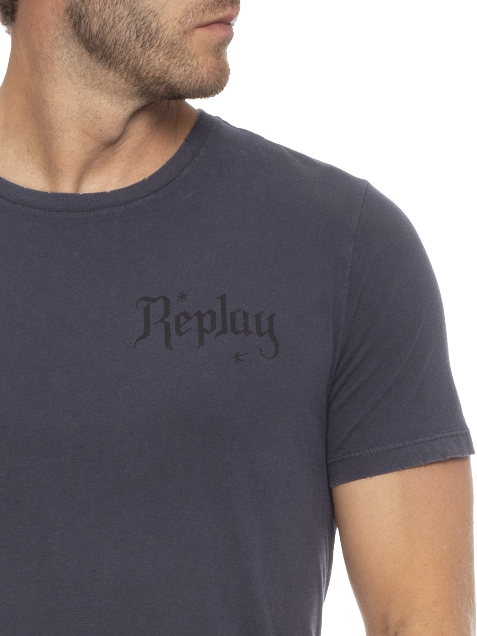 Camiseta Masculina Gola Careca Azul Replay