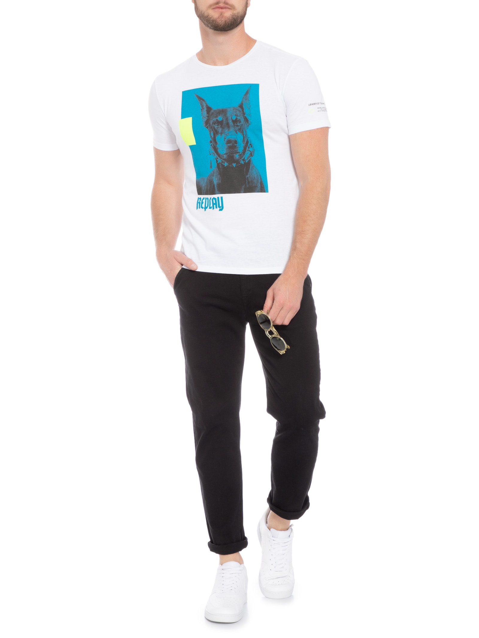 Camiseta Masculina Gola Careca Branco Replay