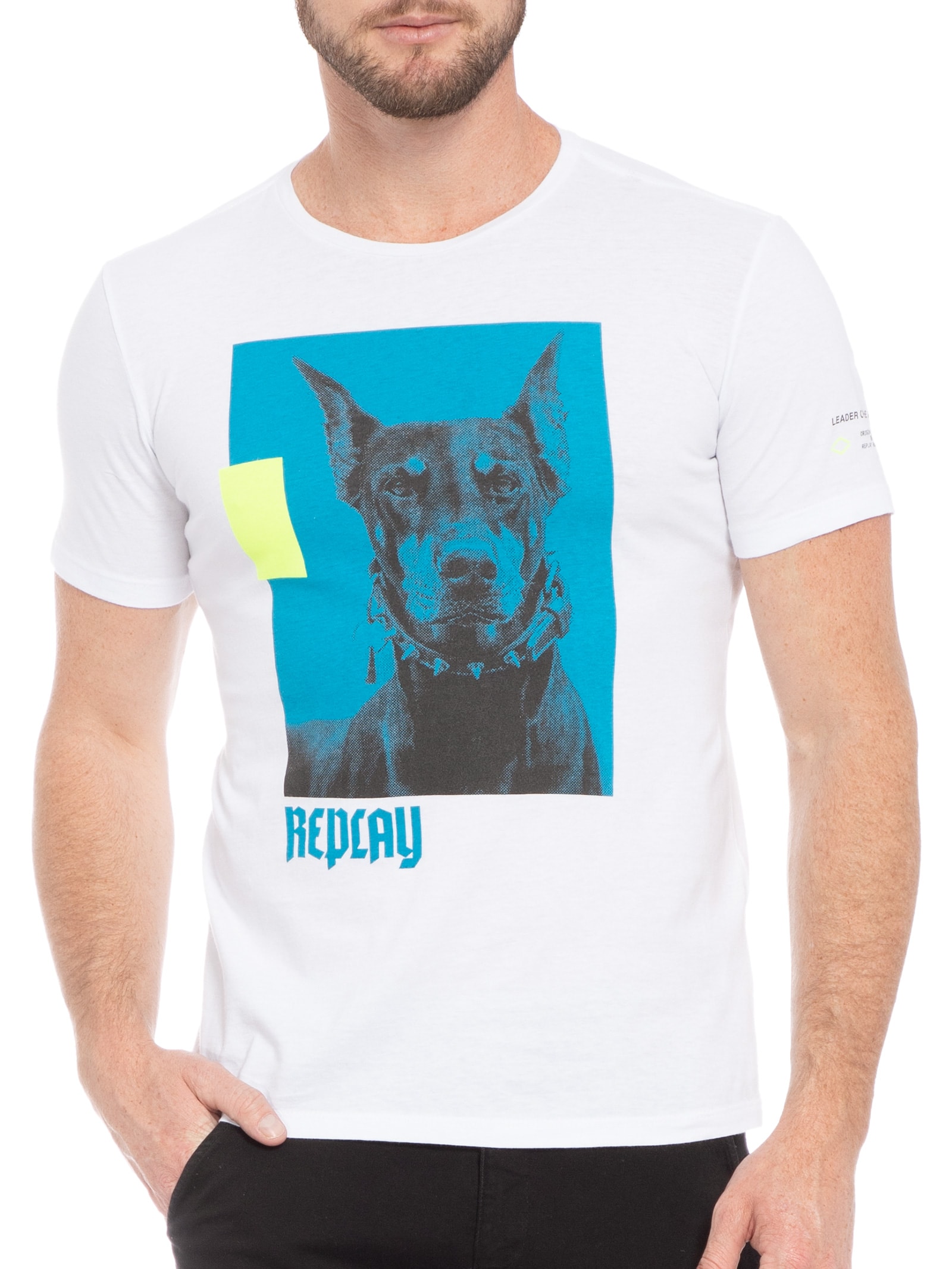 Camiseta Masculina Gola Careca Branco Replay