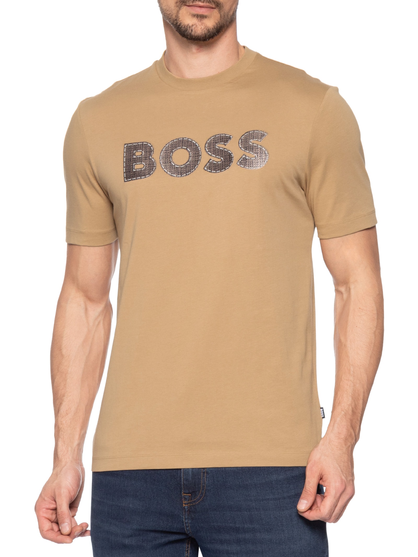 Camiseta Masculina Gola Careca C-Thompson 89 Bege Boss