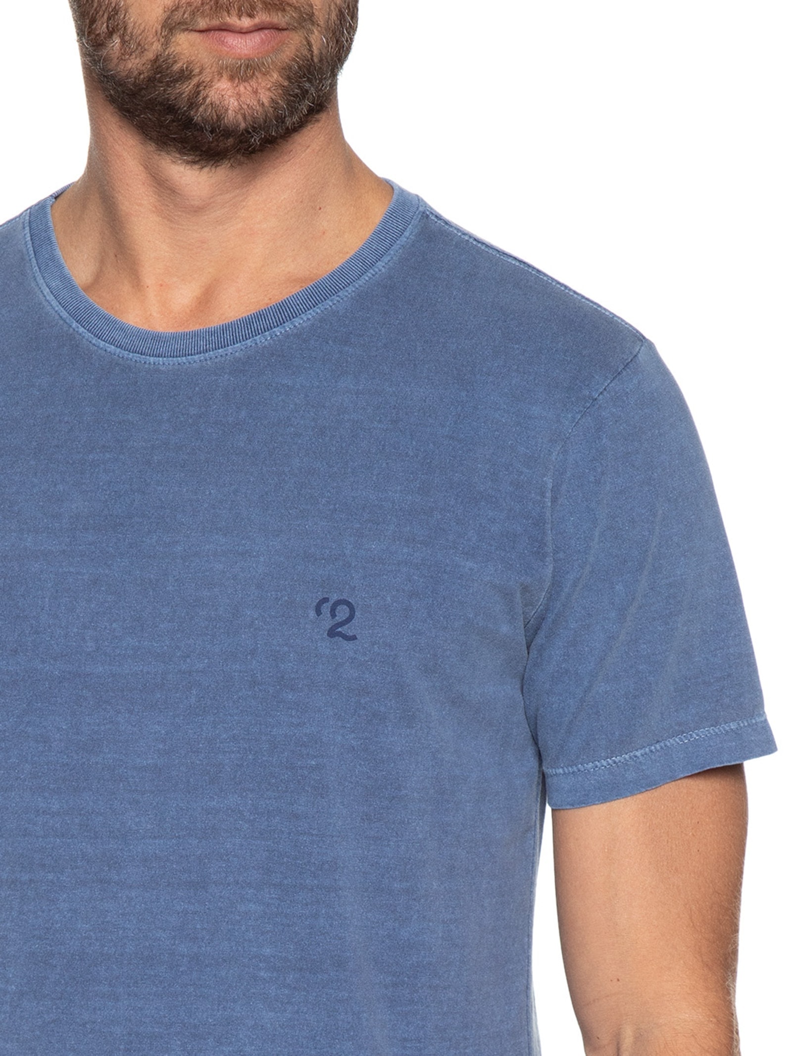 Camiseta Masculina Gola Careca Com Estampa Azul '2 Essential