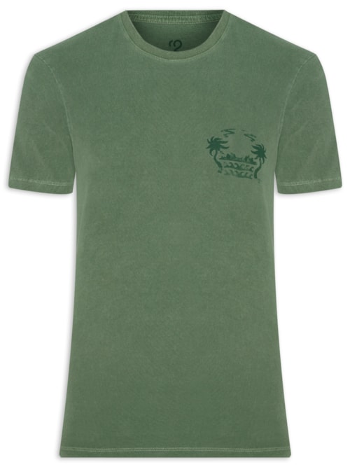 Camiseta Masculina Gola Careca Com Estampa De Coqueiro – Verde