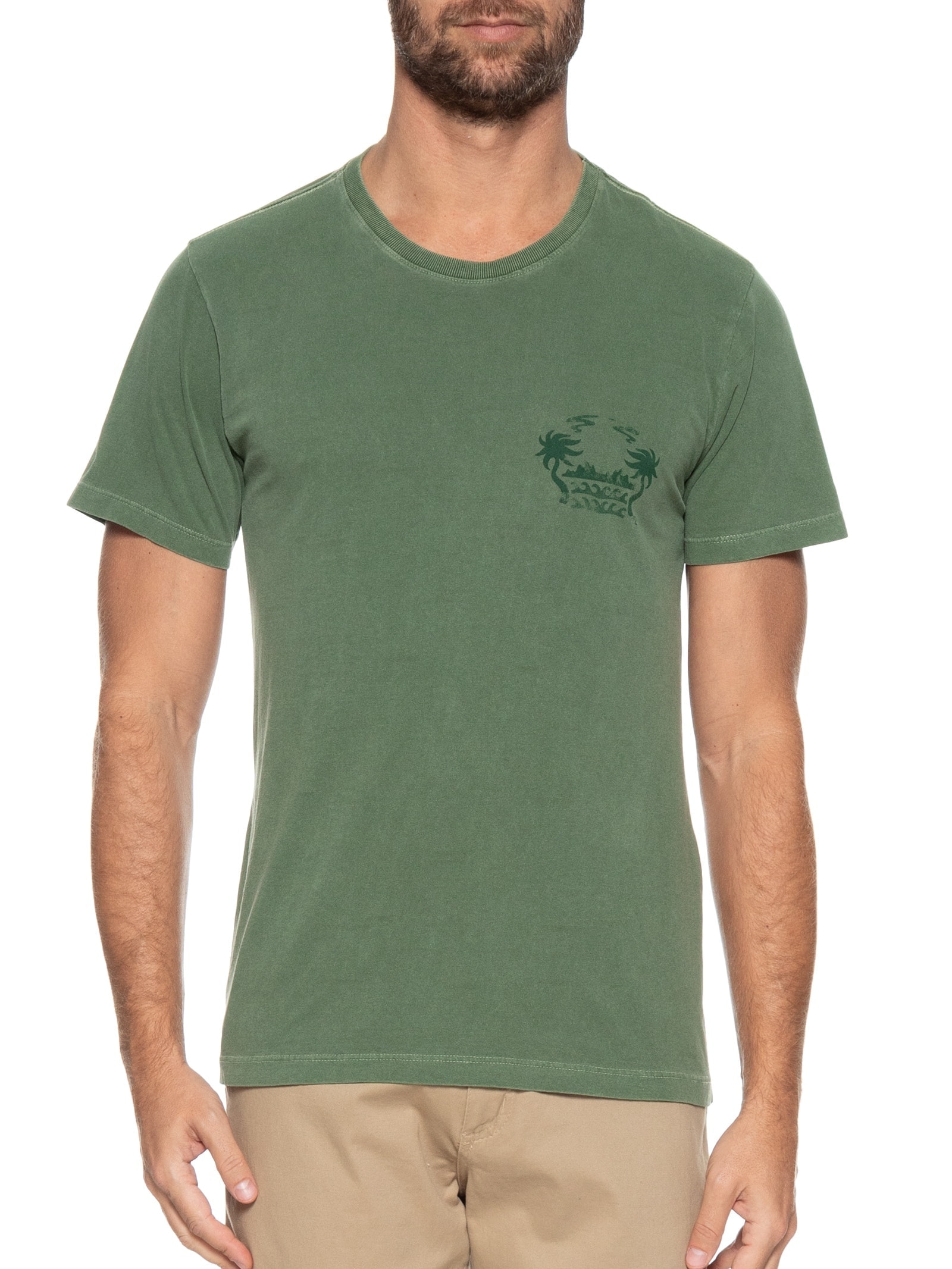 Camiseta Masculina Gola Careca Com Estampa De Coqueiro Verde '2 Essential