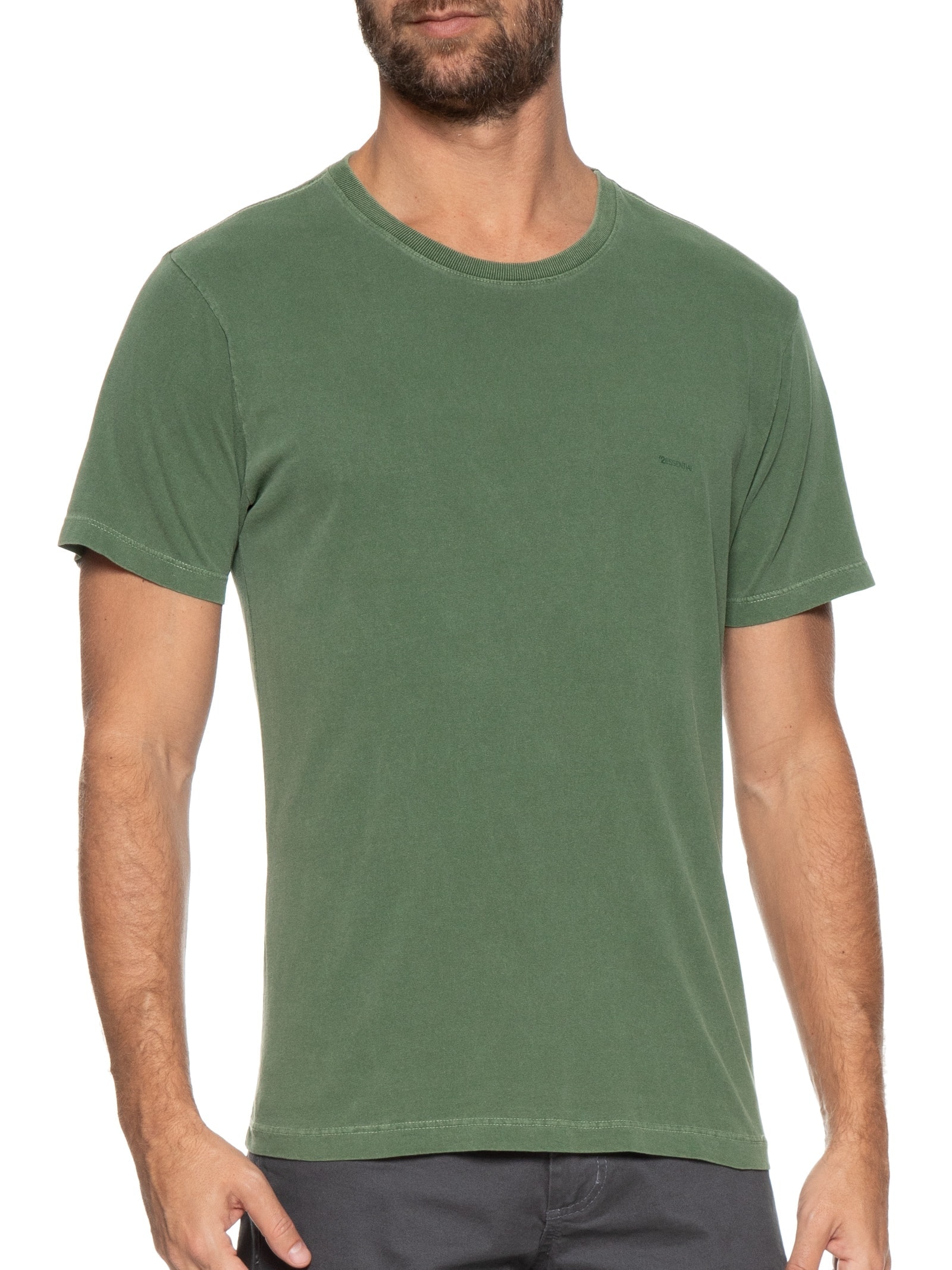 Camiseta Masculina Gola Careca Com Estampa Verde '2 Essential