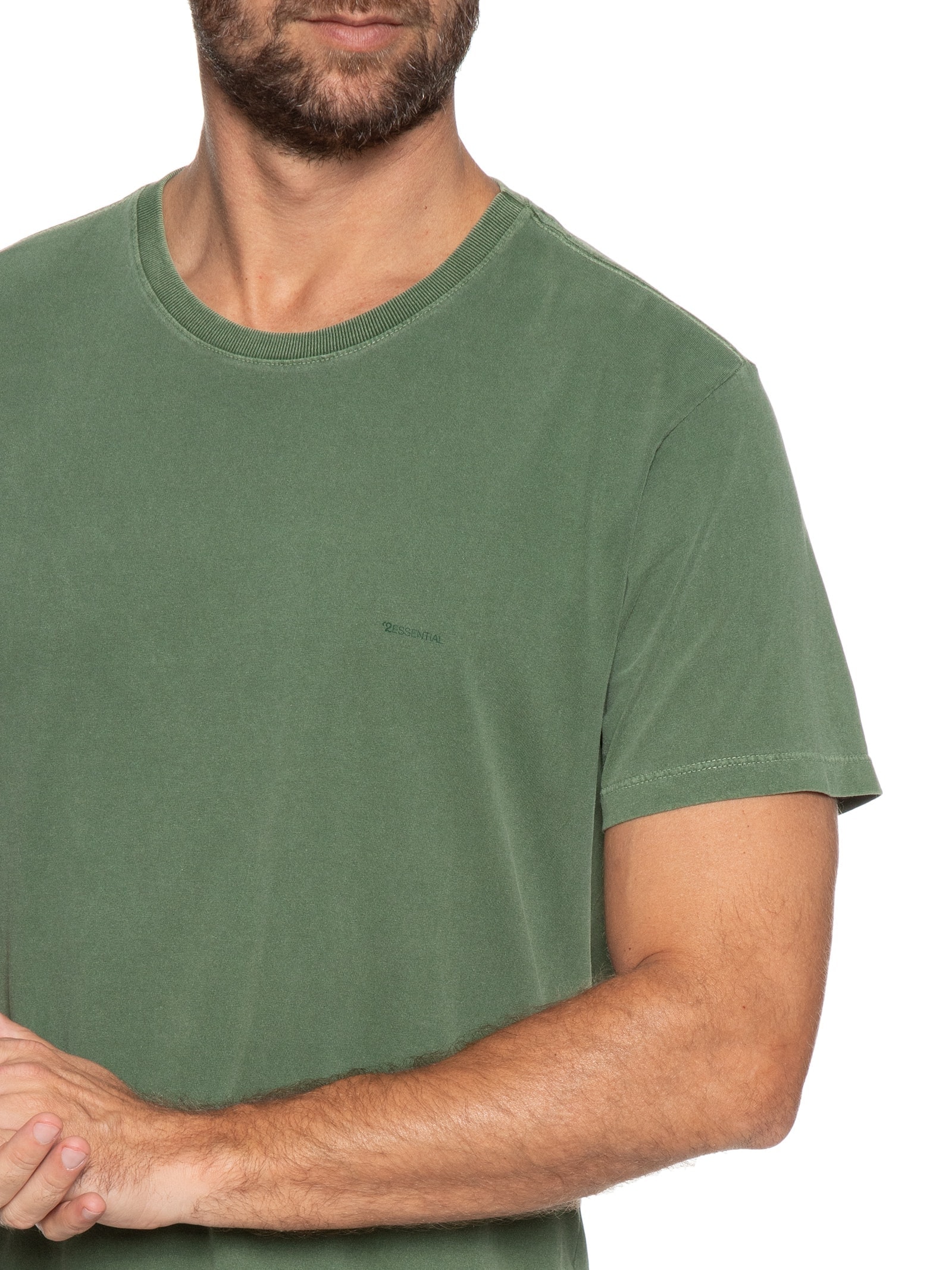Camiseta Masculina Gola Careca Com Estampa Verde '2 Essential
