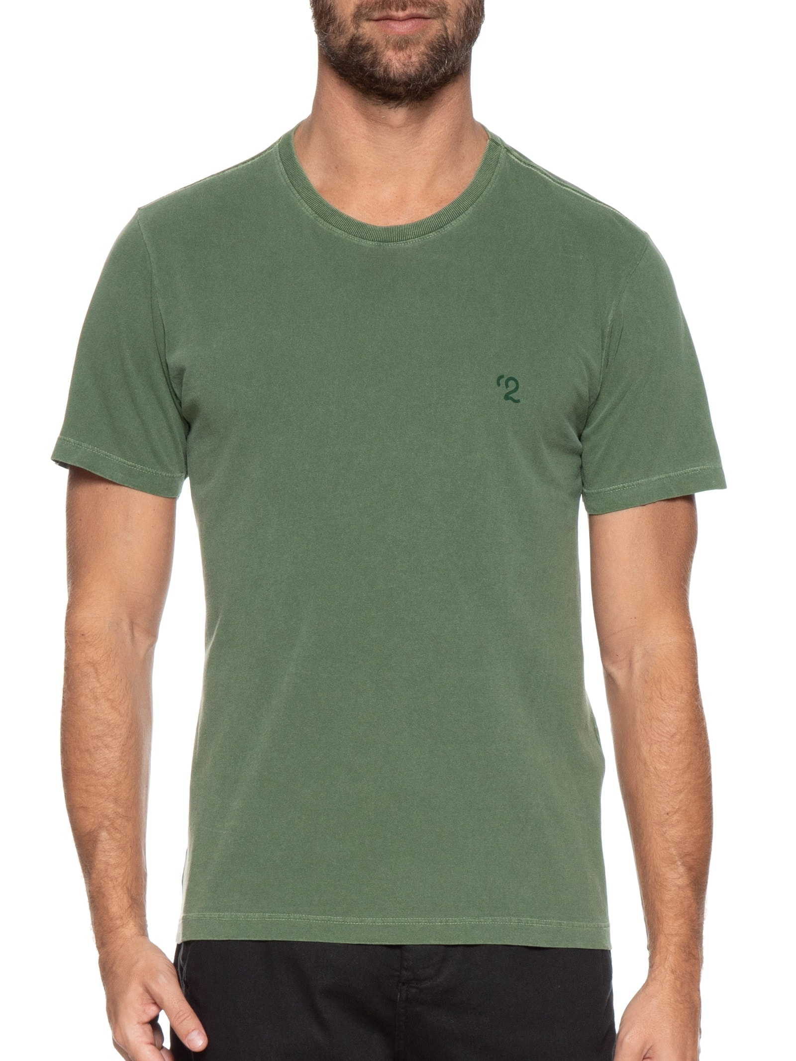 Camiseta Masculina Gola Careca Com Estampa Verde '2 Essential